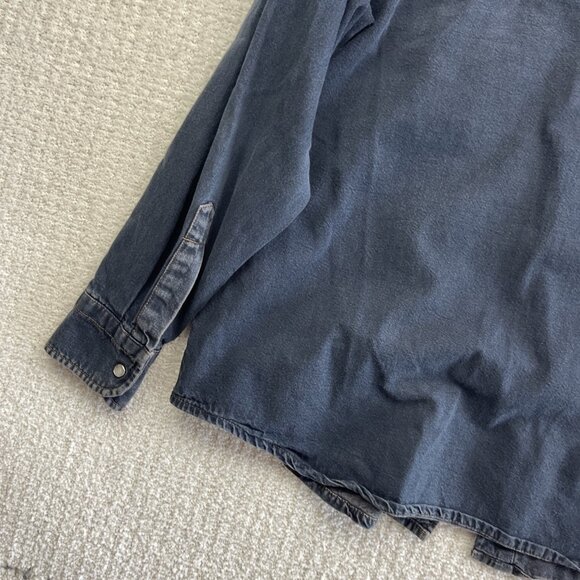 VTG Denim Shirt Jacket Men's S Western Style Dark Blue Jean Vintage Pearl Snap - Picture 14 of 15